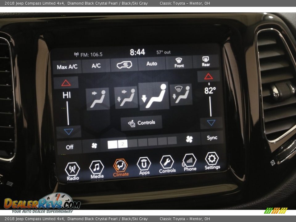 2018 Jeep Compass Limited 4x4 Diamond Black Crystal Pearl / Black/Ski Gray Photo #11