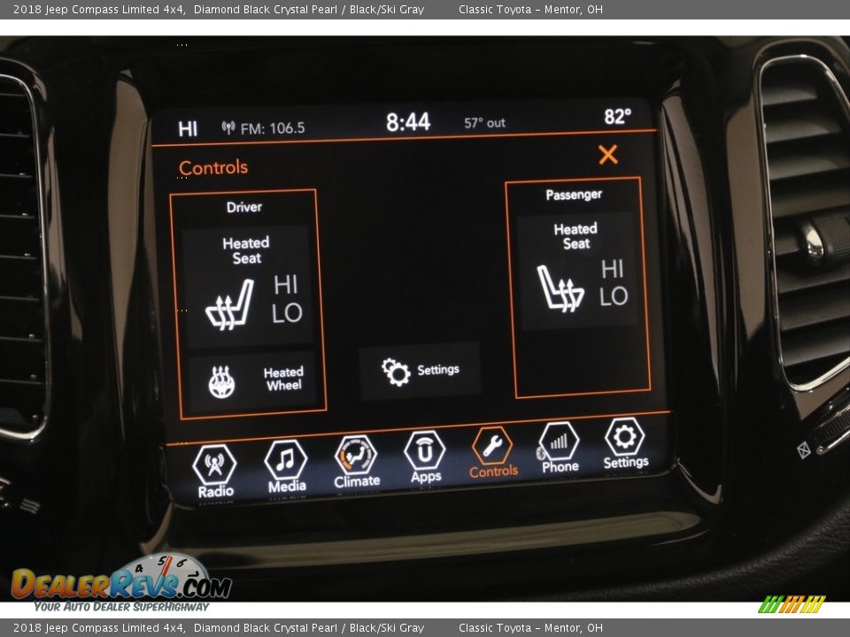 2018 Jeep Compass Limited 4x4 Diamond Black Crystal Pearl / Black/Ski Gray Photo #12