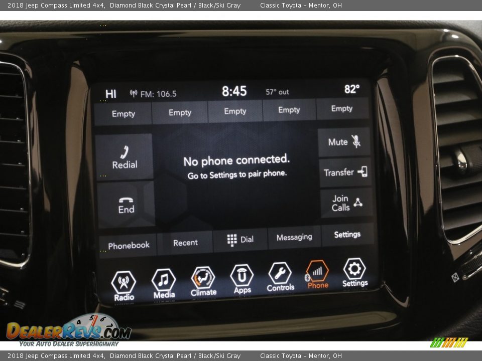 2018 Jeep Compass Limited 4x4 Diamond Black Crystal Pearl / Black/Ski Gray Photo #13