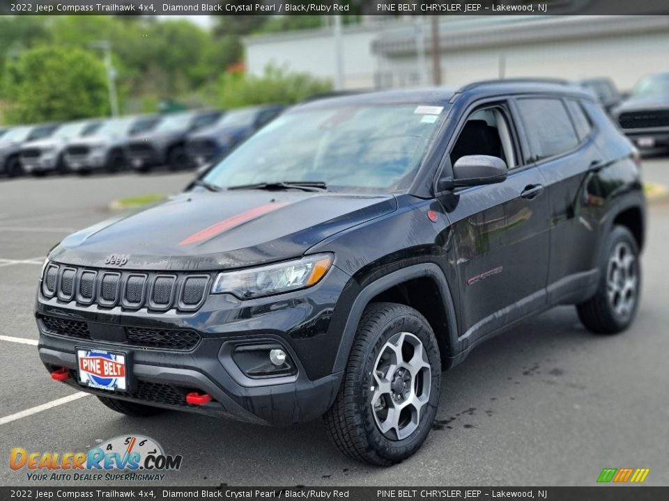 2022 Jeep Compass Trailhawk 4x4 Diamond Black Crystal Pearl / Black/Ruby Red Photo #1