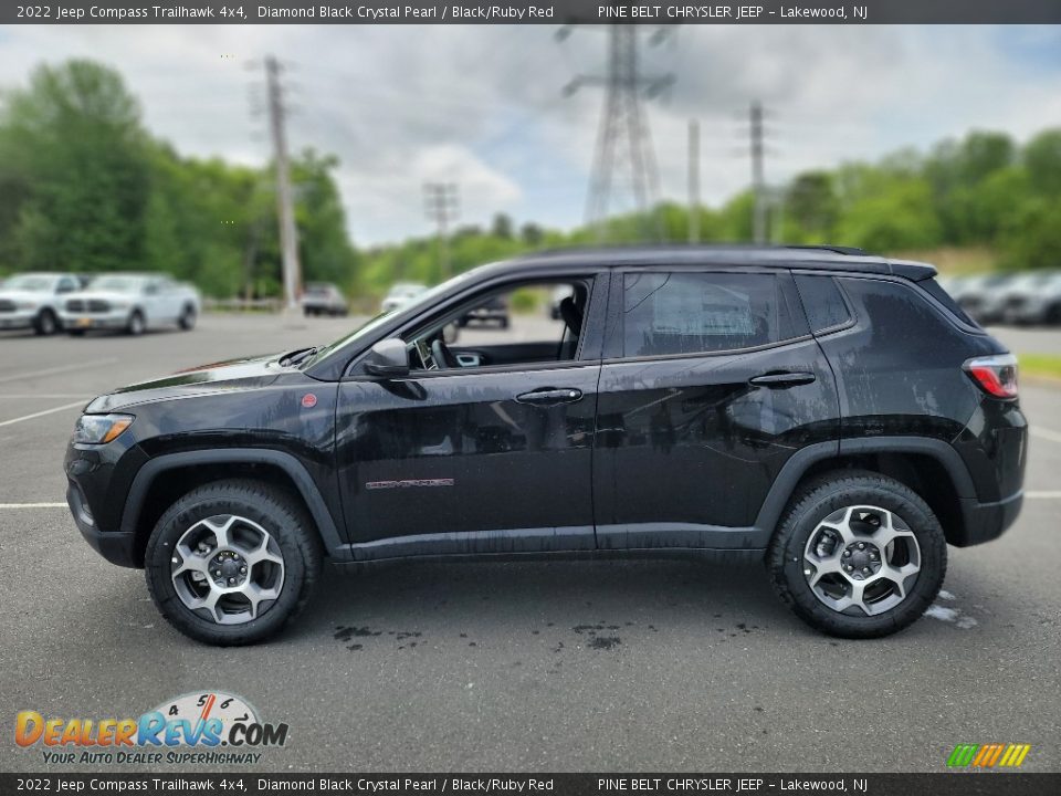2022 Jeep Compass Trailhawk 4x4 Diamond Black Crystal Pearl / Black/Ruby Red Photo #3