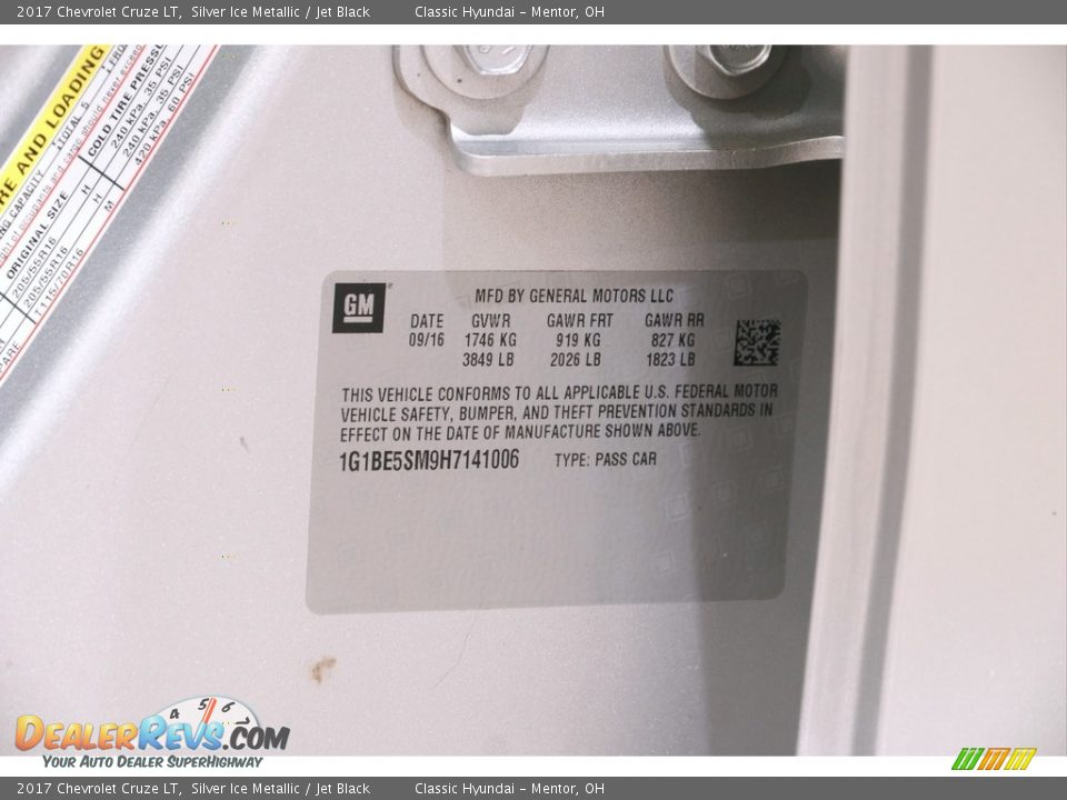 2017 Chevrolet Cruze LT Silver Ice Metallic / Jet Black Photo #20