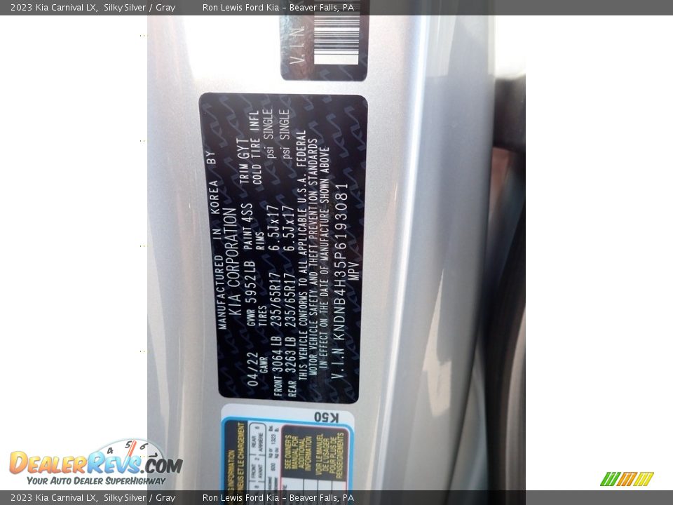 2023 Kia Carnival LX Silky Silver / Gray Photo #20