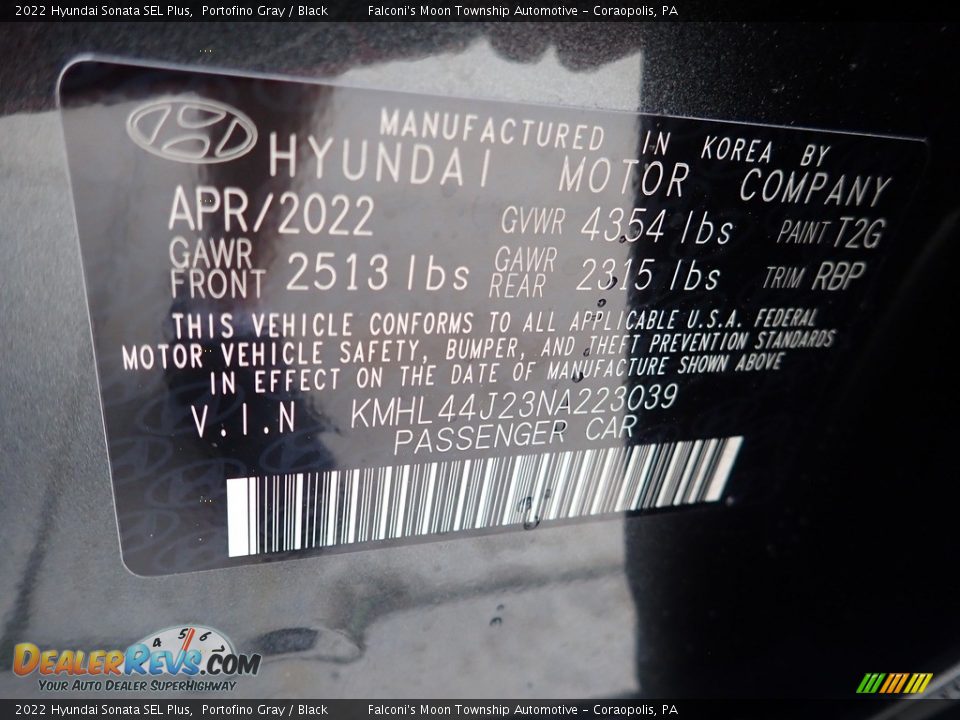 2022 Hyundai Sonata SEL Plus Portofino Gray / Black Photo #18