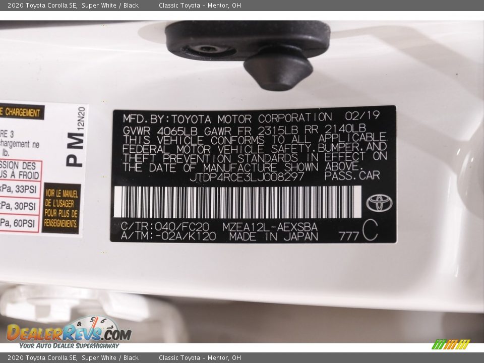 2020 Toyota Corolla SE Super White / Black Photo #18