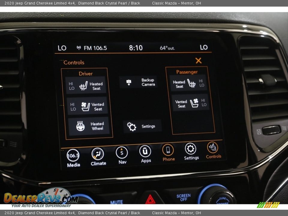 2020 Jeep Grand Cherokee Limited 4x4 Diamond Black Crystal Pearl / Black Photo #14