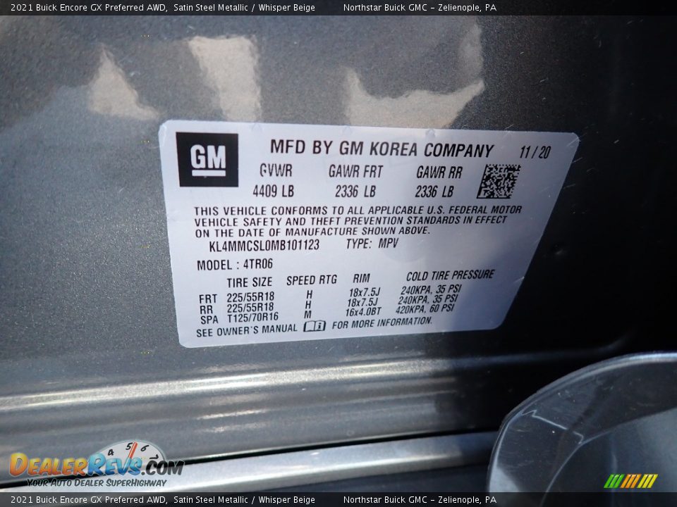 2021 Buick Encore GX Preferred AWD Satin Steel Metallic / Whisper Beige Photo #30
