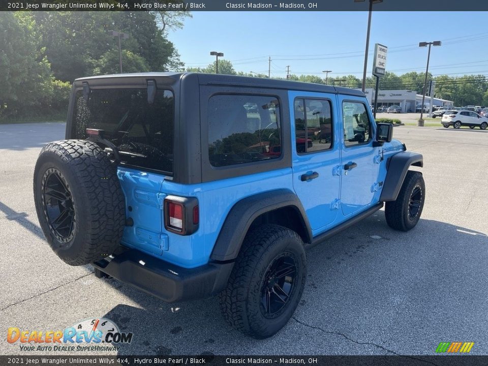 2021 Jeep Wrangler Unlimited Willys 4x4 Hydro Blue Pearl / Black Photo #3
