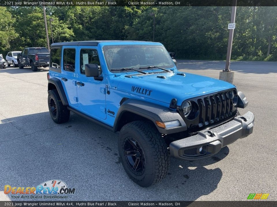 2021 Jeep Wrangler Unlimited Willys 4x4 Hydro Blue Pearl / Black Photo #4