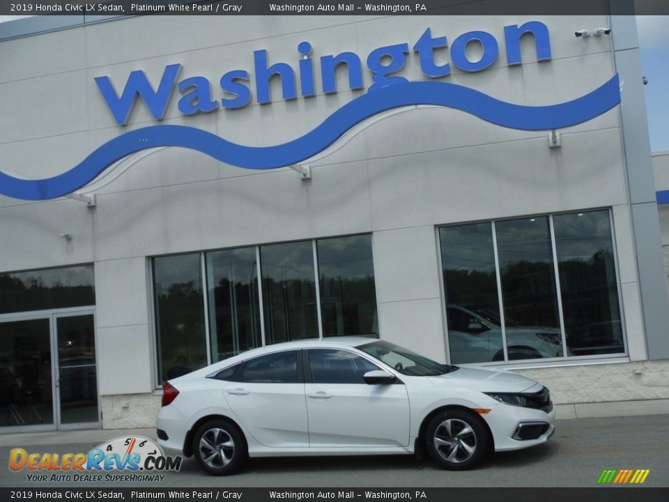 2019 Honda Civic LX Sedan Platinum White Pearl / Gray Photo #2