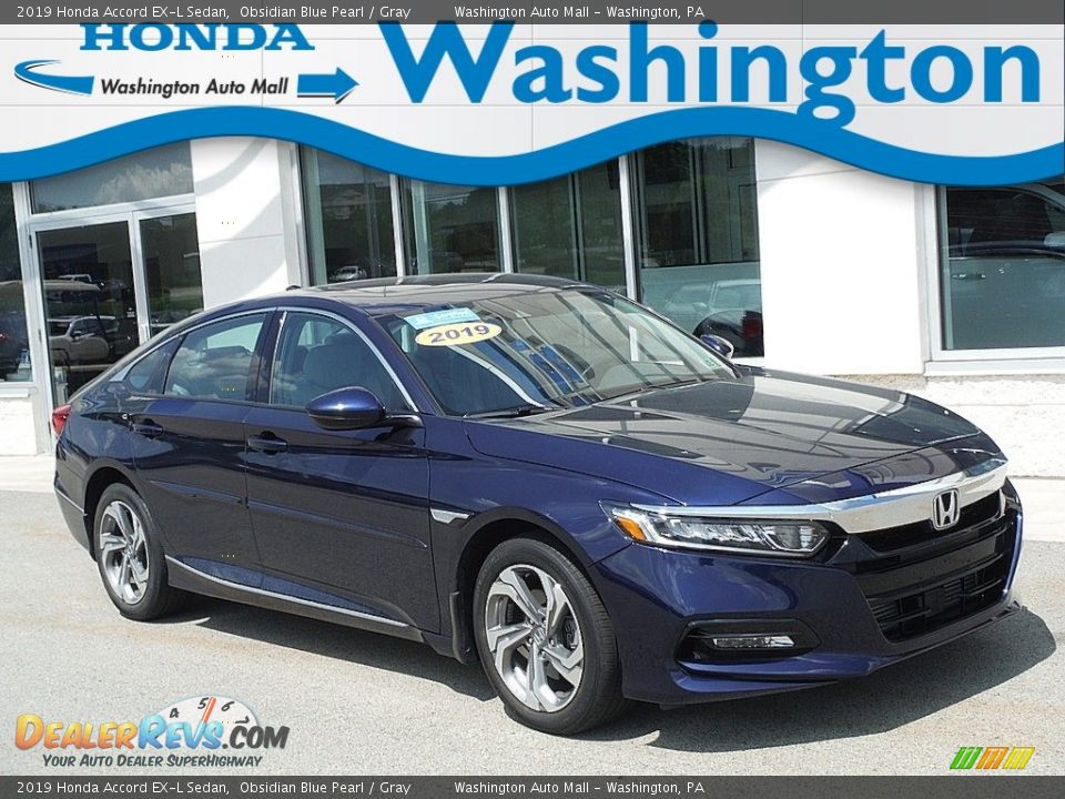 2019 Honda Accord EX-L Sedan Obsidian Blue Pearl / Gray Photo #1