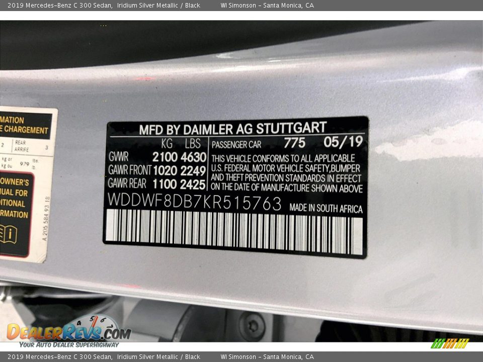 2019 Mercedes-Benz C 300 Sedan Iridium Silver Metallic / Black Photo #33