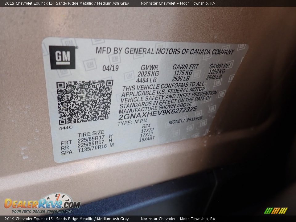 2019 Chevrolet Equinox LS Sandy Ridge Metallic / Medium Ash Gray Photo #28