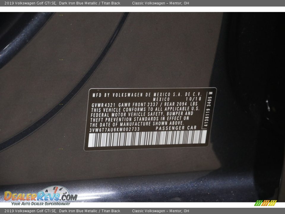 2019 Volkswagen Golf GTI SE Dark Iron Blue Metallic / Titan Black Photo #21