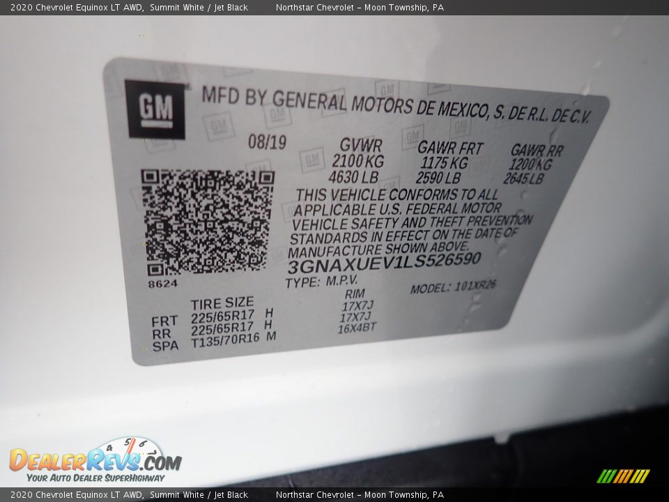 2020 Chevrolet Equinox LT AWD Summit White / Jet Black Photo #28