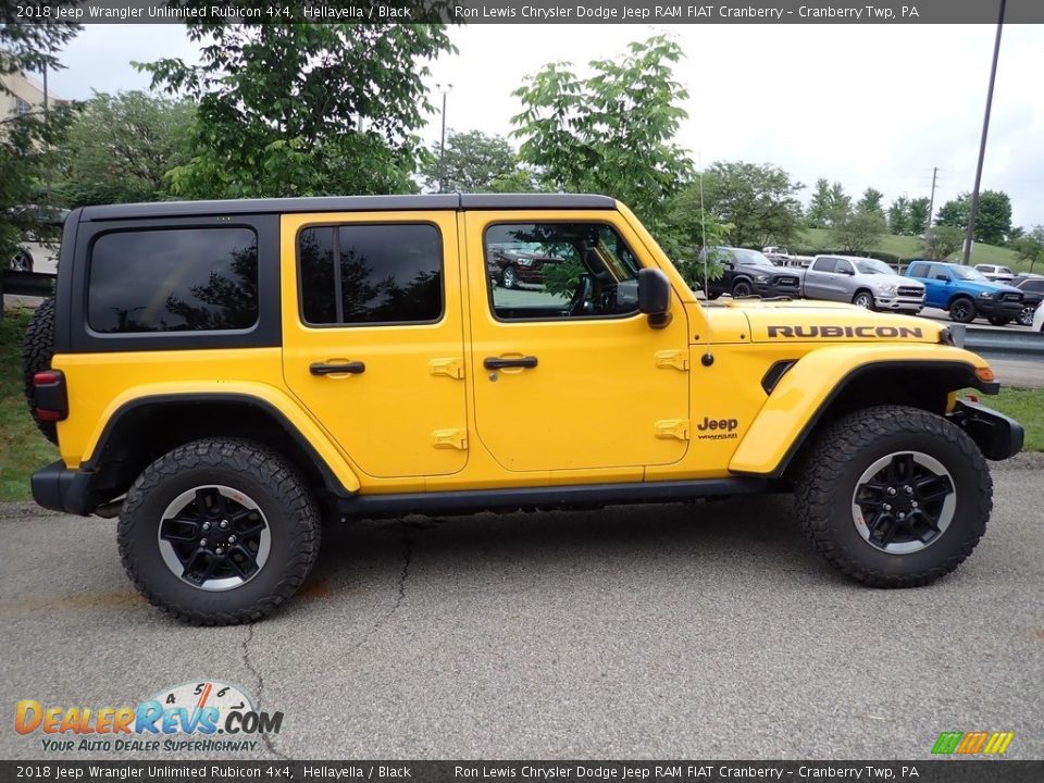 2018 Jeep Wrangler Unlimited Rubicon 4x4 Hellayella / Black Photo #4