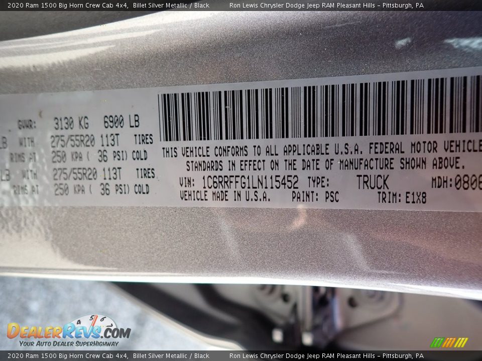 2020 Ram 1500 Big Horn Crew Cab 4x4 Billet Silver Metallic / Black Photo #15
