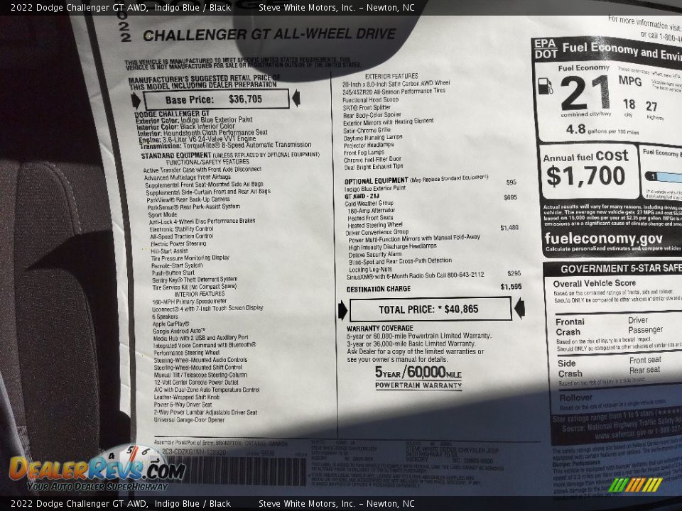 2022 Dodge Challenger GT AWD Indigo Blue / Black Photo #26