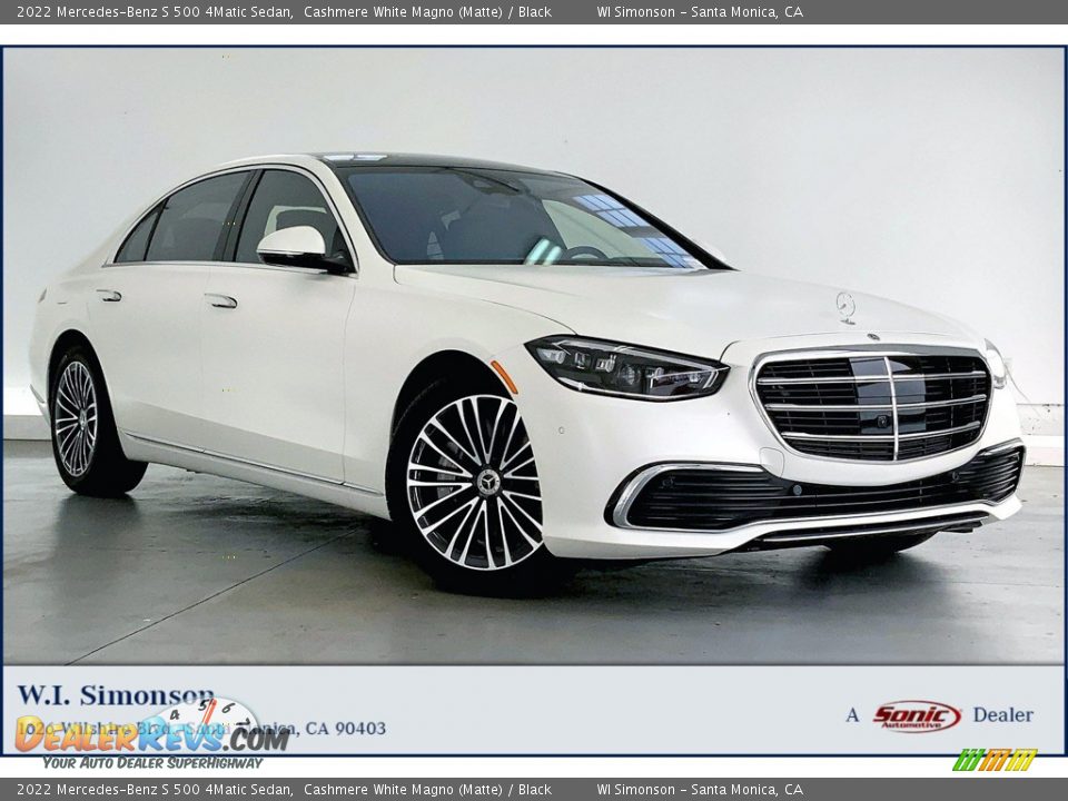 2022 Mercedes-Benz S 500 4Matic Sedan Cashmere White Magno (Matte) / Black Photo #1