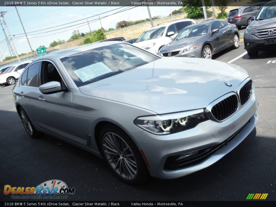 2018 BMW 5 Series 540i xDrive Sedan Glacier Silver Metallic / Black Photo #6