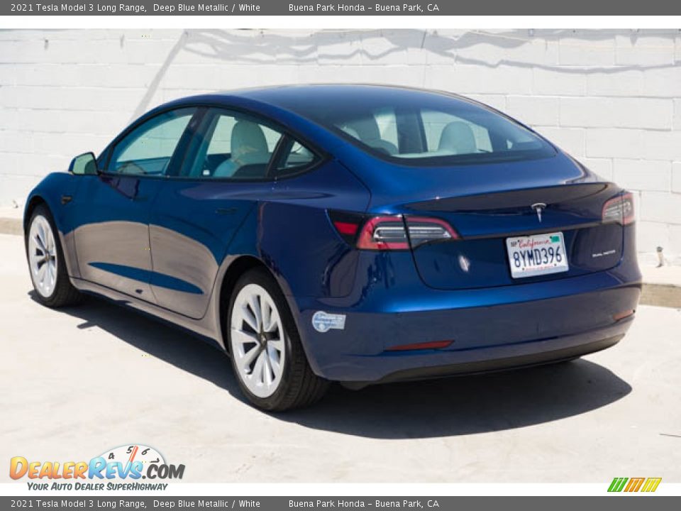 2021 Tesla Model 3 Long Range Deep Blue Metallic / White Photo #2