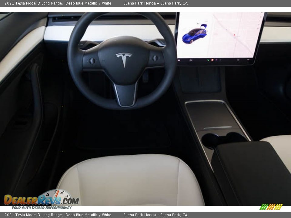 2021 Tesla Model 3 Long Range Deep Blue Metallic / White Photo #5