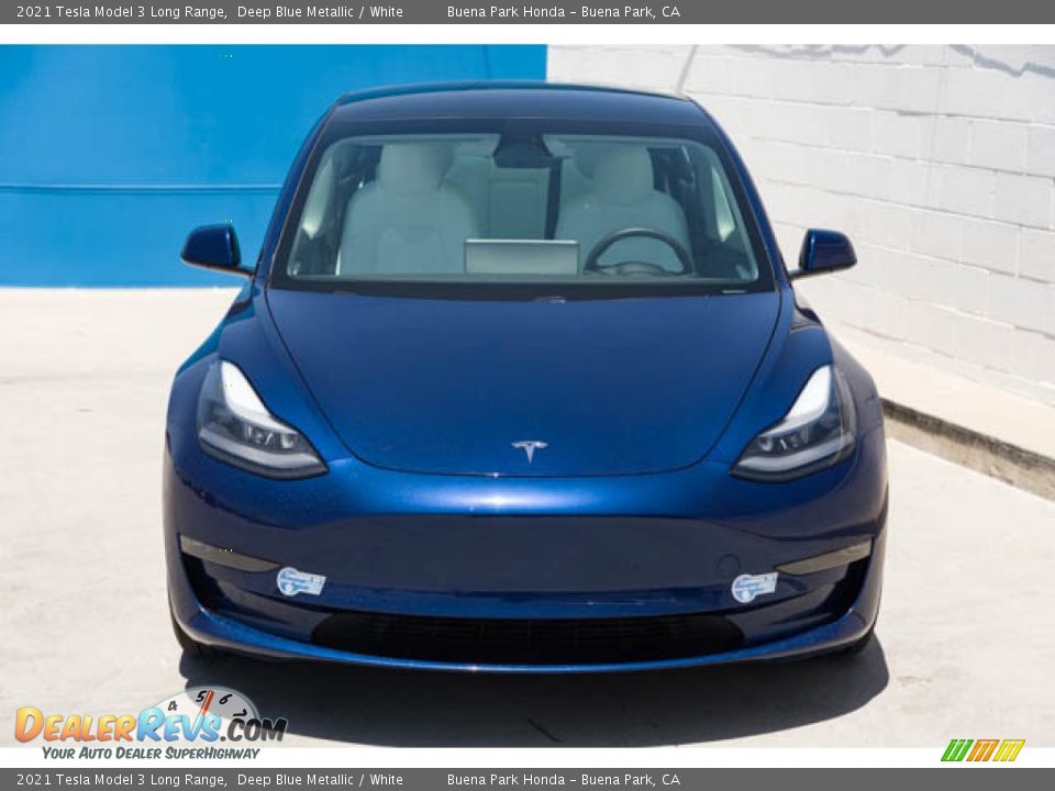 2021 Tesla Model 3 Long Range Deep Blue Metallic / White Photo #7