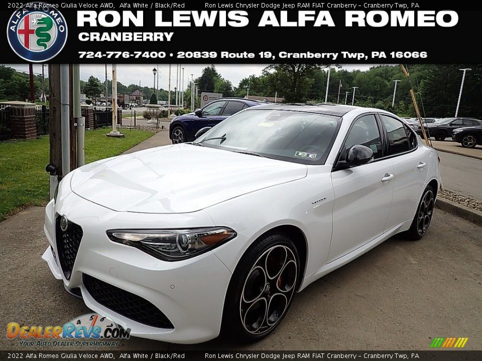 2022 Alfa Romeo Giulia Veloce AWD Alfa White / Black/Red Photo #1