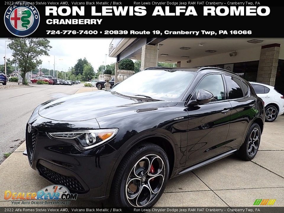 2022 Alfa Romeo Stelvio Veloce AWD Vulcano Black Metallic / Black Photo #1