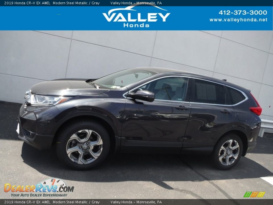 2019 Honda CR-V EX AWD Modern Steel Metallic / Gray Photo #2