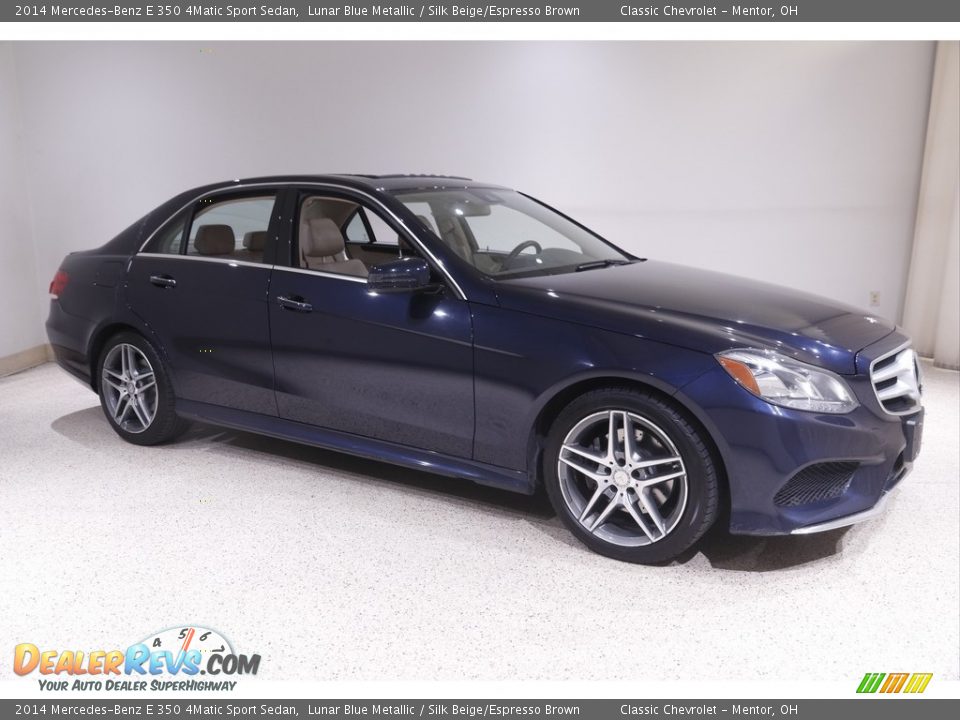 2014 Mercedes-Benz E 350 4Matic Sport Sedan Lunar Blue Metallic / Silk Beige/Espresso Brown Photo #1