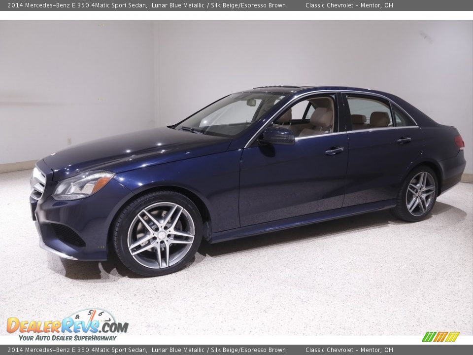 2014 Mercedes-Benz E 350 4Matic Sport Sedan Lunar Blue Metallic / Silk Beige/Espresso Brown Photo #3