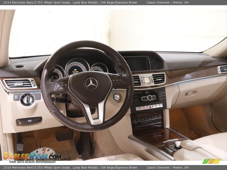 2014 Mercedes-Benz E 350 4Matic Sport Sedan Lunar Blue Metallic / Silk Beige/Espresso Brown Photo #6