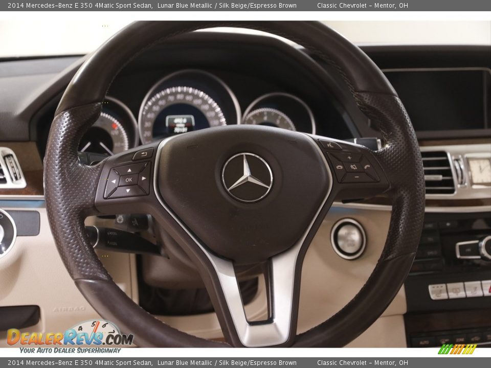 2014 Mercedes-Benz E 350 4Matic Sport Sedan Lunar Blue Metallic / Silk Beige/Espresso Brown Photo #7