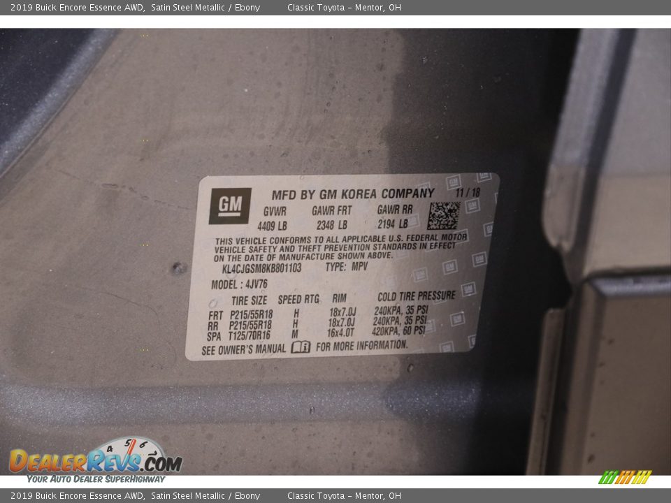 2019 Buick Encore Essence AWD Satin Steel Metallic / Ebony Photo #20
