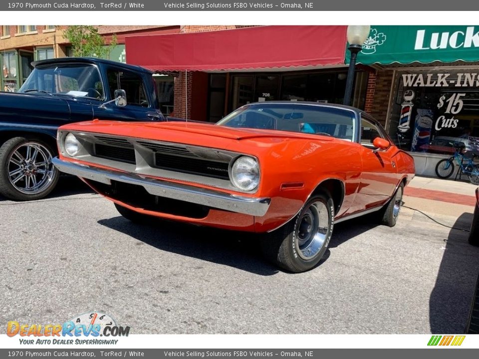 1970 Plymouth Cuda Hardtop TorRed / White Photo #2