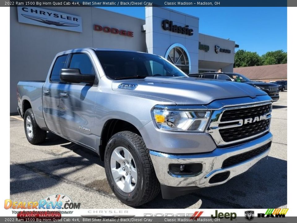 2022 Ram 1500 Big Horn Quad Cab 4x4 Billet Silver Metallic / Black/Diesel Gray Photo #1