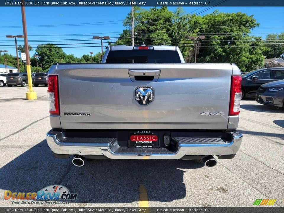 2022 Ram 1500 Big Horn Quad Cab 4x4 Billet Silver Metallic / Black/Diesel Gray Photo #10