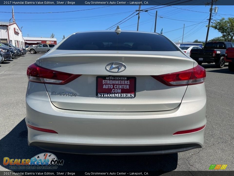 2017 Hyundai Elantra Value Edition Silver / Beige Photo #6