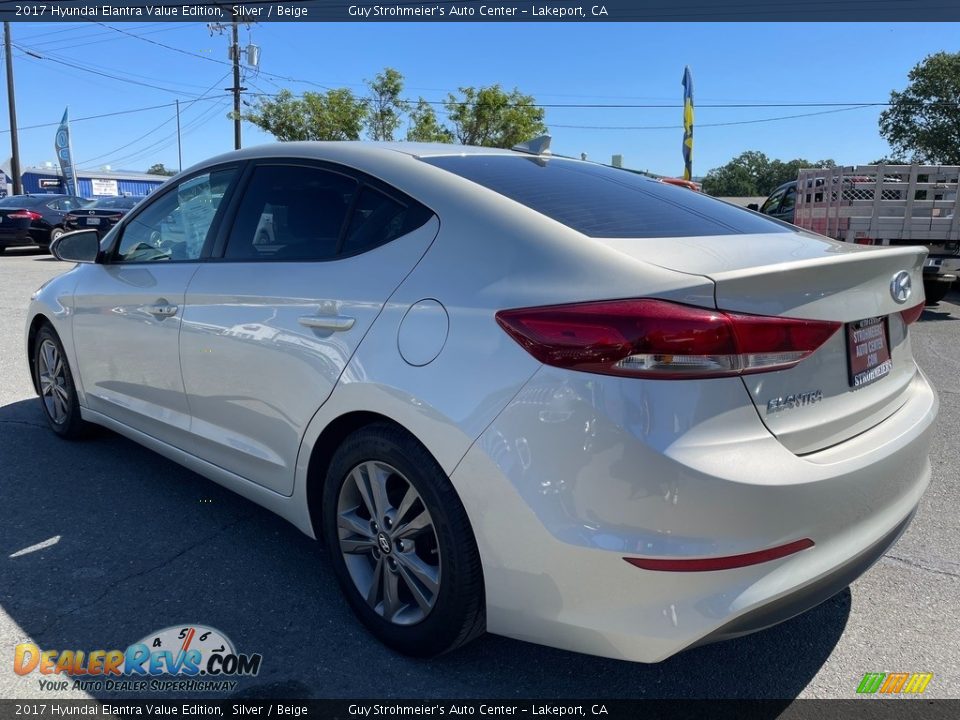 2017 Hyundai Elantra Value Edition Silver / Beige Photo #7