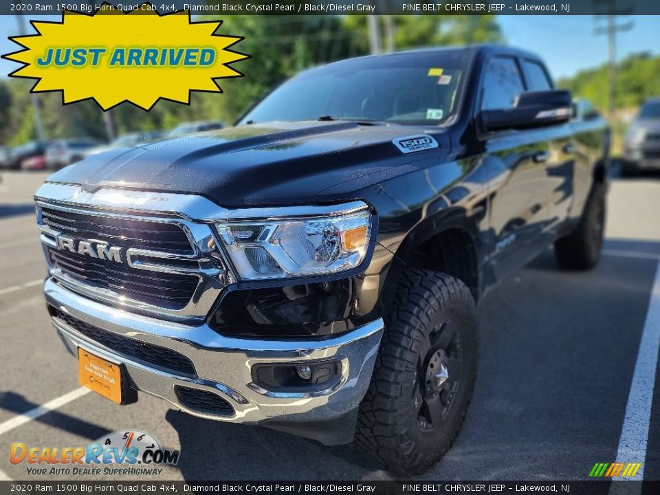 2020 Ram 1500 Big Horn Quad Cab 4x4 Diamond Black Crystal Pearl / Black/Diesel Gray Photo #1