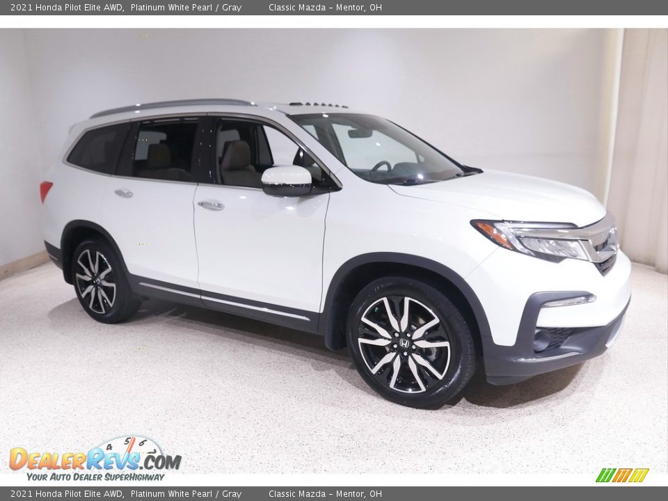 2021 Honda Pilot Elite AWD Platinum White Pearl / Gray Photo #1