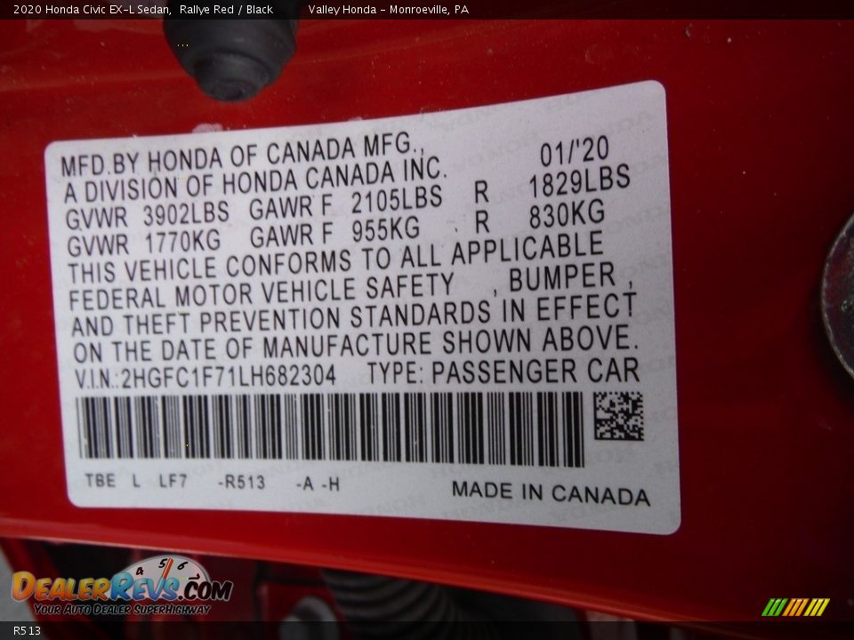 Honda Color Code R513 Rallye Red