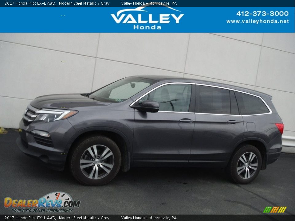 2017 Honda Pilot EX-L AWD Modern Steel Metallic / Gray Photo #2