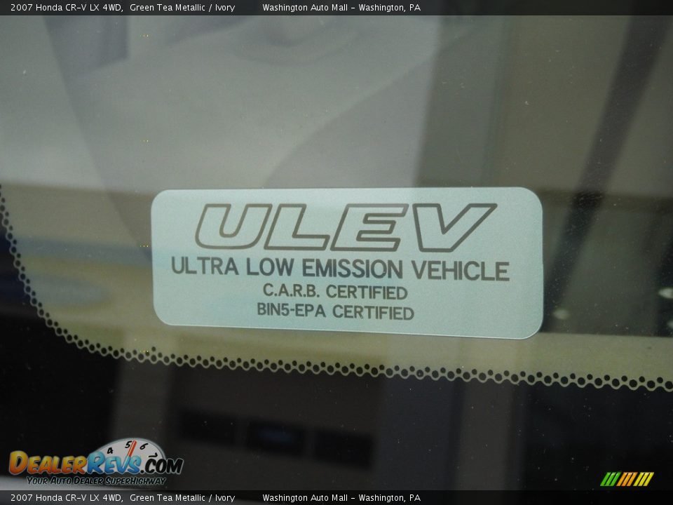 2007 Honda CR-V LX 4WD Green Tea Metallic / Ivory Photo #7