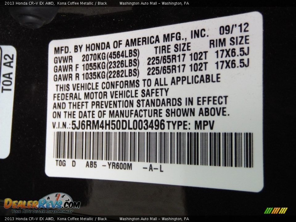 2013 Honda CR-V EX AWD Kona Coffee Metallic / Black Photo #29
