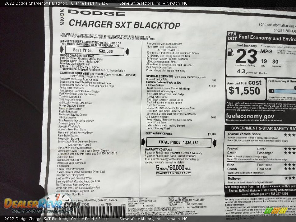 2022 Dodge Charger SXT Blacktop Granite Pearl / Black Photo #27