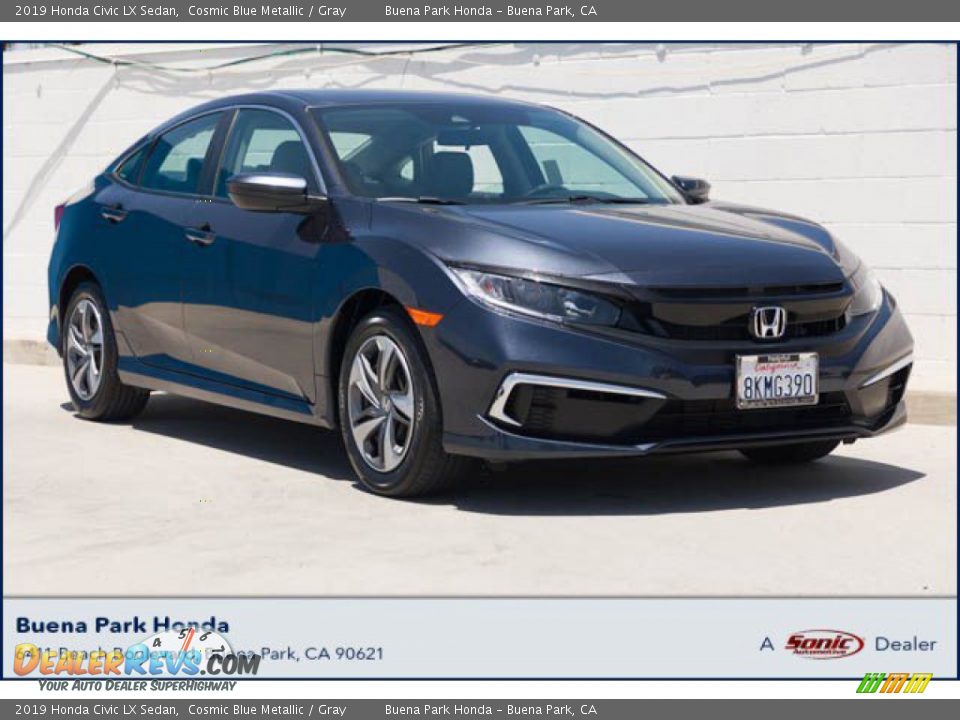 2019 Honda Civic LX Sedan Cosmic Blue Metallic / Gray Photo #1