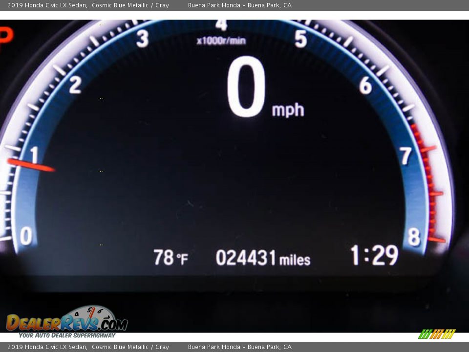 2019 Honda Civic LX Sedan Cosmic Blue Metallic / Gray Photo #6