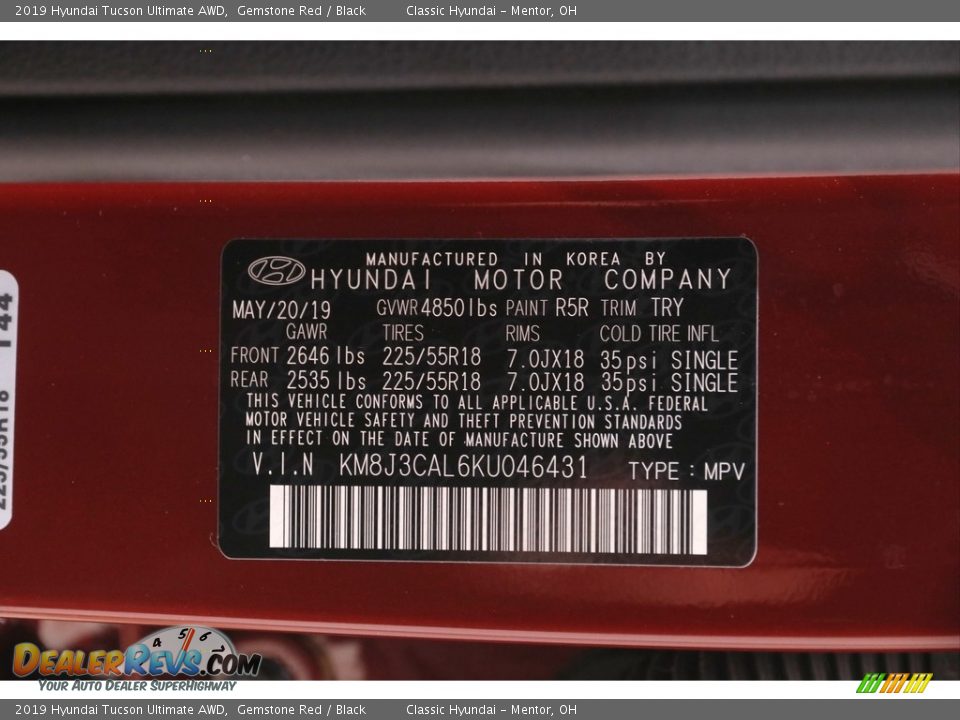 2019 Hyundai Tucson Ultimate AWD Gemstone Red / Black Photo #22